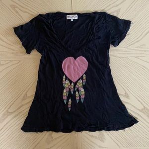 Wild fox Black t shirt. Heart dream catcher.
